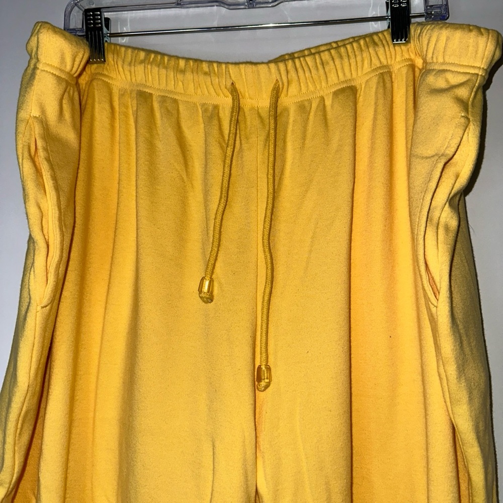 Sunny Yellow Drawstring Sweatpant Capri’s - Picture 2 of 4